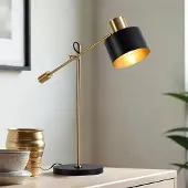 LumenXL Schwarze schwenkbare Tischlampe mit goldenen Details - Rhys
