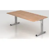 Hjh OFFICE PRO MEGA 2E S - 200 x 100 Nussbaum/Silber höhenverstellbar