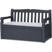 Keter 6025 Garden Bench, Auflagen und Universalbox mit Sitzfunktion, anthrazit