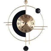 Beliani Wanduhr Gold und Schwarz Metall 59 x 67 cm Geometrisch Rund Arabische Ziffern Modern für Wohnzimmer Küche Schlafzimmer Wanddekoration