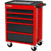 Stier Werkstattwagen Basic leer, Kunststoffablage, 5 Schubl., 185kg, 883x620x410mm