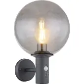 Globo Außenwandlampe Hedwig, anthrazit/rauch, Sensor, IP44, E27 Hedwig, alu / grau / zink, Wandleuchte außen