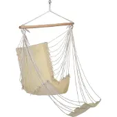Hi Hängestuhl mit Fußstütze Beige Baumwoll-Segeltuch