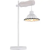 Globo Lighting Tischleuchte Metall getüncht, Holz weiß, Keramik weiß, schwarz, Kabel Textil Weiß, Wippschalter am Kabel, Höhenverstellbar, LxBxH: 350x180x550mm, exkl. 1x E27 40W 230V