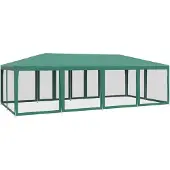 vidaXL Partyzelt mit 12 Mesh-Seitenteilen Grün 8x4 m HDPE