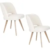 White Label Esszimmerstuhl Yves im 2er-Set, Beige mit Gestell aus Eisen