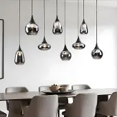LumenXL Pendelleuchte schwarz mit Rauchglas, 8-flammig - Loic