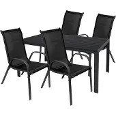 Mojawo Gartengarnitur Sitzgarnitur 5-teilig 150x90cm Anthrazit/Schwarz
