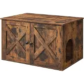Feandrea Katzentoilette,80x53x49,2cm,mit herausnehmbarem Trennwand braun