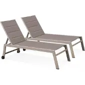 Oviala Set van 2 aluminium en textilene ligstoelen in taupe - Nouméa