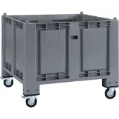 BRB-Lagertechnik Palettenbox, 4 Lenkrollen, 2 Bremsen, LxBxH 1200x800x1000 mm, grau, geschlossen