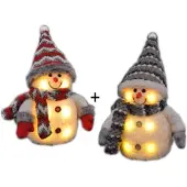 Gravidus 2er Set Dekofigur Schneemann LED Weihnachtsdeko