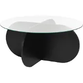 CALICOSY - Couchtisch mit gekreuzten Beinen und gehärteter Glasplatte Ø75 cm - AERIS