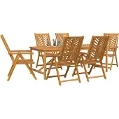 vidaXL Garten Essgruppe 7 Stk. Braun Massivholz Akazie