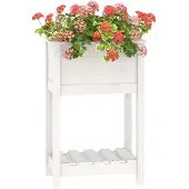vidaXL Pflanzkübel mit Ablage Weiß 54x34,5x81 cm Massivholz Kiefer