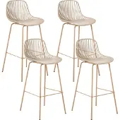 Beliani Set aus 4 Barstühle beige Kunststoffgestell Eisenbeine in Holzoptik für den Essbereich