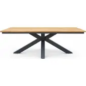 CLEMENTO Perth Gartentisch 200x100 cm Aluminium/Teak X-Gestell Anthrazit
