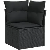 vidaXL 4-tlg. Garten-Sofagarnitur mit Kissen Schwarz Poly Rattan