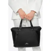 WITTCHEN Damen-Einkaufstasche aus echtem Leder mit Quaste, schwarz, schwarzes Echtleder