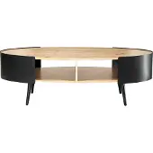 CALICOSY - Ovaler Couchtisch mit schwarzen Metallseiten L120 cm - EKLO