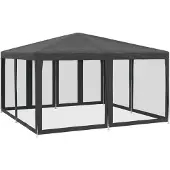 vidaXL Partyzelt mit 8 Mesh-Seitenteilen Anthrazit 4x4 m HDPE