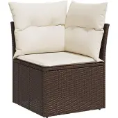 vidaXL 5-tlg. Garten-Sofagarnitur mit Kissen Braun Poly Rattan
