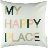 Tom Tailor Kissenbezug HOME "Happy", sanftes weiß, B:45cm H:1cm L:45cm, Polyester, Baumwolle, Polyester, Kissenbezüge, Kissenbezug, mit aufgesticktem Schriftzug