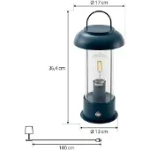LINDBY LED-Akkutischleuchte Yvette, blau, IP44, Touchdimmer