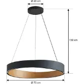 LUCANDE LED-Hängeleuchte Daelor, schwarz/Holz, CCT, dimmbar