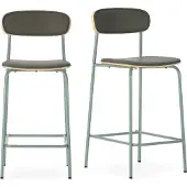 CALICOSY - Hocker 2er-Set aus Kunstleder mit Metallfüßen, H95 cm - TESS