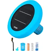 Vevor Poolionisator Solar bis zu 170343 L, Schwimmender Automatischer Wasserreiniger und -filter, Chlorfreies Wasser, Runder Kupfer-Poolionisator mit Kupferanode & Feder & Bürste & Filter für Spas