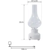 LINDBY LED-Akkutischleuchte Maxentius, creme, Glas, Dimmer
