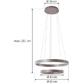 LUCANDE Smarte Hängelampe Yonam , dimmbar, braun / rost, für Wohn- / Esszimmer, Aluminium, Modern, Smart Home Pendelleuchte