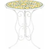 HTI Gartentisch Menton Weiß Zitronenmotiv Ø 55 cm H 70 cm