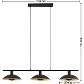 LINDBY Narisara Long Pendelleuchte Black/Gold - , Narisara, dimmbar, Schwarz, für Wohnzimmer, Metall, Modern