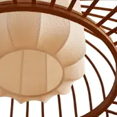LINDBY Pendelleuchte Davella, Ø 50 cm, Bambus, Textil