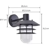 LINDBY Außenwandleuchte Meliora , dimmbar, schwarz, Metall, Wandleuchte außen