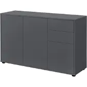 En.casa Sideboard Kommode 74 x 117 x 36 cm mit 2 Schubladen und 3 Schranktüren Spanplatte Dunkelgrau matt