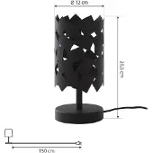 LUCANDE Tischleuchte Aeloria, schwarz, Eisen, Ø 12 cm, E27