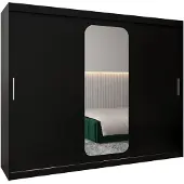 MEBLE KRYSPOL Promo 2250 Schlafzimmerschrank drei Schiebetüren - Mattschwarz