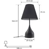 LUCANDE Tischleuchte Luoti, schwarz, Textil, 57 cm hoch