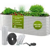 TTL Garden Hochbeet SPIRIT L 240x80x80cm Silber – Metall oval verzinkt stabil & wetterfest