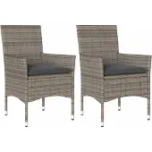 vidaXL Gartenstühle mit Kissen 2 Stk. Grau Poly Rattan