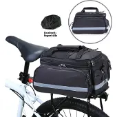 Youjia Fahrrad Hinter Gepäckträgertasche Wasserdichte Fahrradtasche Hinterradtasche Gepäckträger Tasche Mit Regenhülle, Schwarz