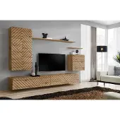 ASM-Moebel Anbauwand Wohnwand Schrankwand SWITCH II Wotan mit Lamellen Hochglanz Push Click
