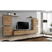 ASM-Moebel Anbauwand Wohnwand Schrankwand SWITCH IV Wotan mit Lamellen Hochglanz Push Click
