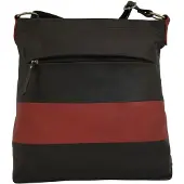 Cinino Ledertasche Umhängetasche Crossbody Bag C1152 Schwarz/Rot