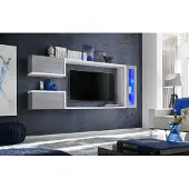 ASM-Moebel Wohnwand Anbauwand Wohnzimmer Schrankwand GALAXY LED Beleuchtung Push - Click