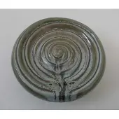 Kamin Putzdeckel Schüsselkachel-Design grün geflammt rund 15 cm