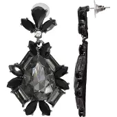 Steuer Paar Ohrstecker "Metall Glasstein Schwarz"